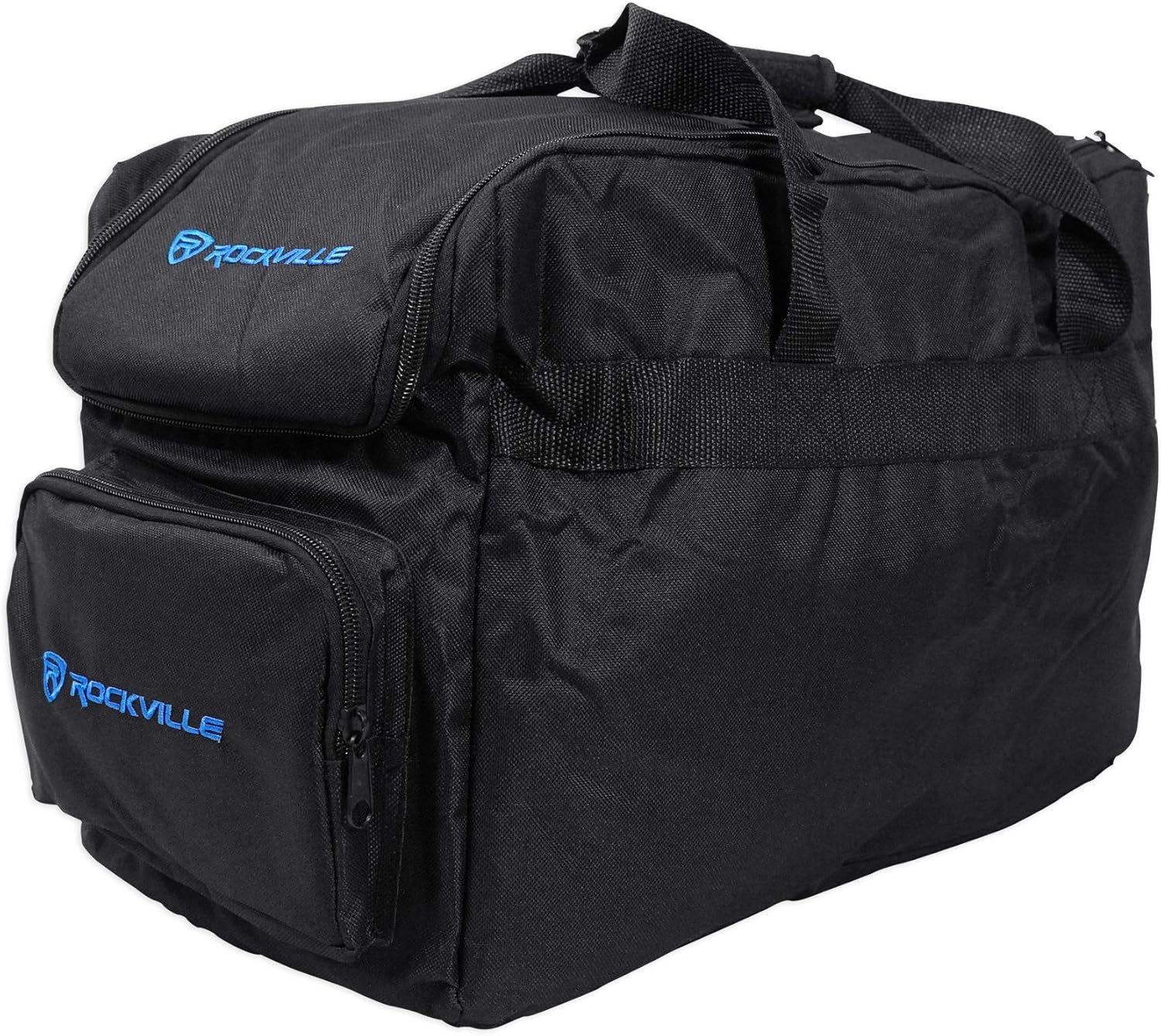 Rockville RockWedge LED Bundle: (4) 54W RGBWA+UV Rechargeable Battery Par Lights with Wireless DMX, RLB30 Travel Bag for DJs and Events, 5-Items