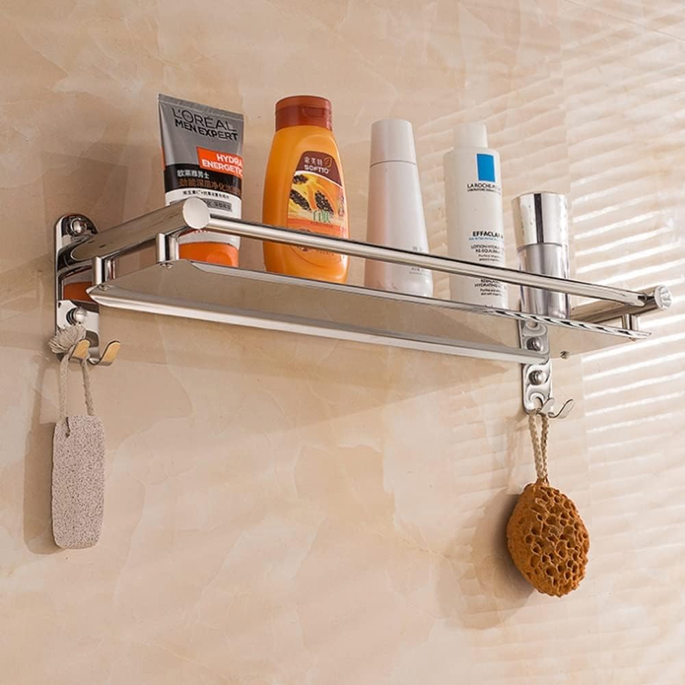 Single-Layer Mirror Front Frame Bathroom Wall Mount Shelves Bathroom Shelf 304 Stainless Steel Storage Rack Holder Shower Caddy Rack Corner Kitchen Storage Racks