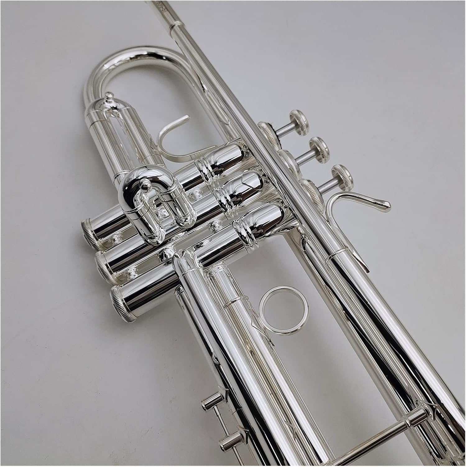 TSTS New Bb Flat Brass Instruments Trumpet Silver Plated Musical Trumpets Set with Mouthpiece Professional Trumpet