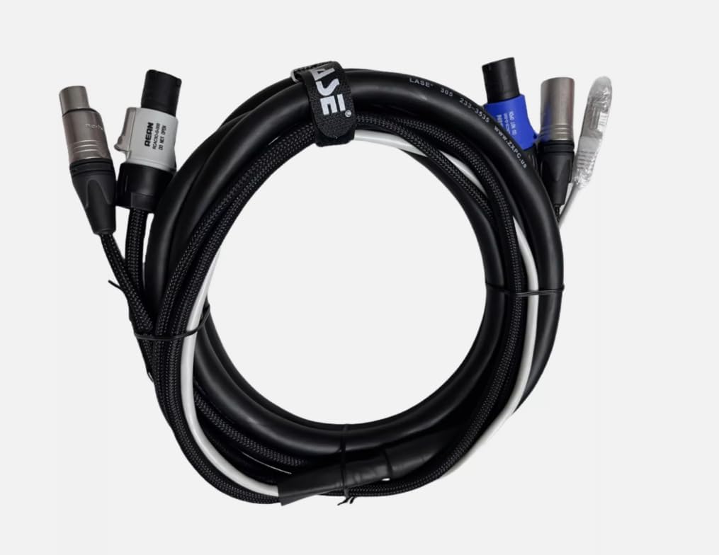LASE 12 Ft TRIAMESE Power Audio Data Combo Cable for Line Array Powered Speaker