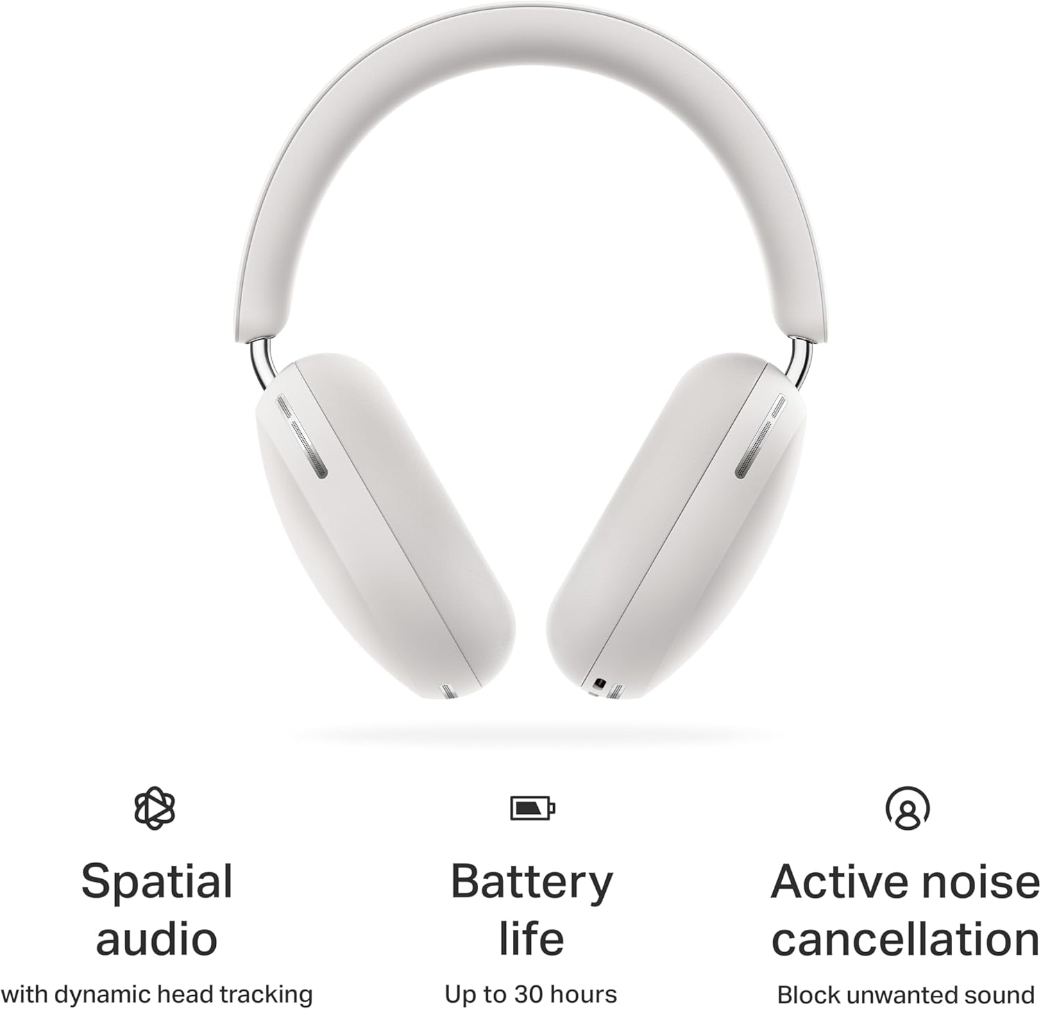Sonos Ace | Noise Cancelling Wireless Over-Ear Headphones with Bluetooth, 30-Hour Battery Life, Spatial Audio, Dolby Atmos, Dynamic Head Tracking - White
