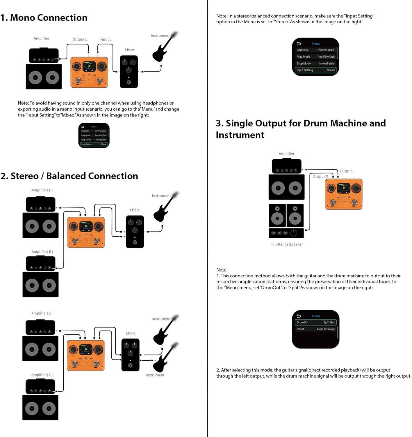 Drum Machine Looper Guitar Effects Pedal, 300 Minutes Stereo Recording 220 Rhythm Patterns Time Stretch Technology, with Headphone Jack for Electric Guitar Practice (US Plug)