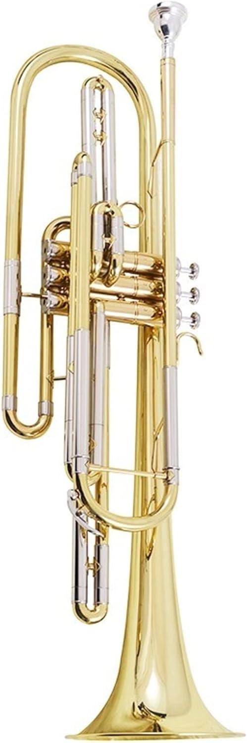 KESHUO Bass Trumpet BB Tune Lacquer Gold Tube Body Cupronickel Voice-Changing Wind Instrument Trumpets