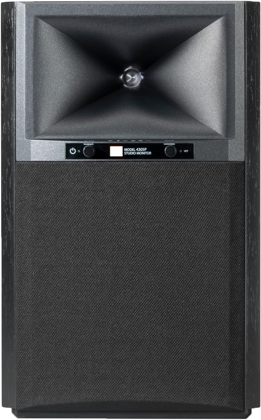 JBL 4305P Studio Monitor, Black Walnut - Powered Bookshelf Loudspeaker System - with Google Chromecast Built-in, Apple AirPlay 2 & Bluetooth
