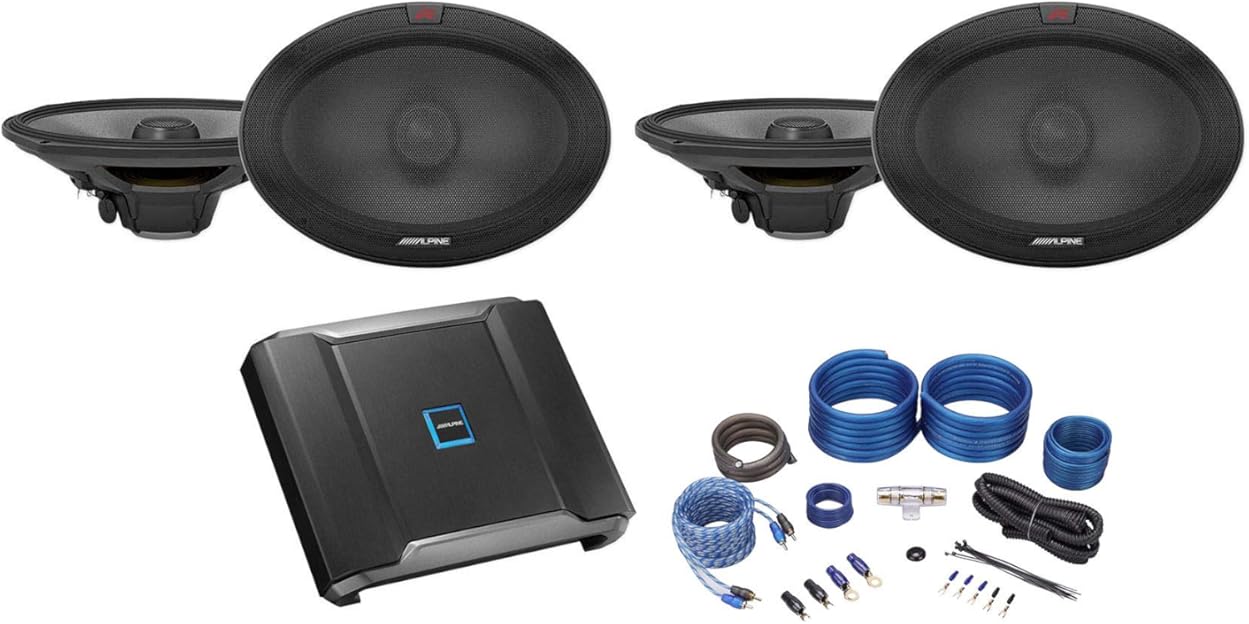 (4) Alpine R-S69.2 300w 6x9 Car Audio 2-Way Speakers+Alpine 4-Channel Amplifier