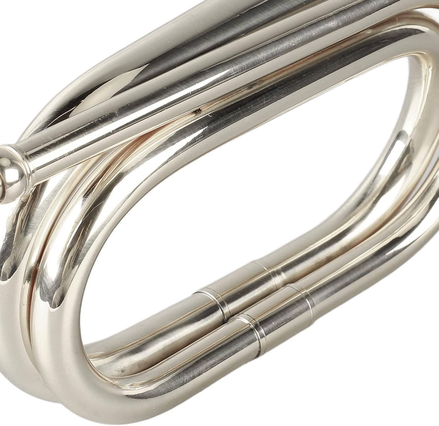 Military Bugle Brass Cavalry Trumpet with Mouthpiece for Beginners Marching Band Cavalry Style Outdoor Ceremonies(Silver)