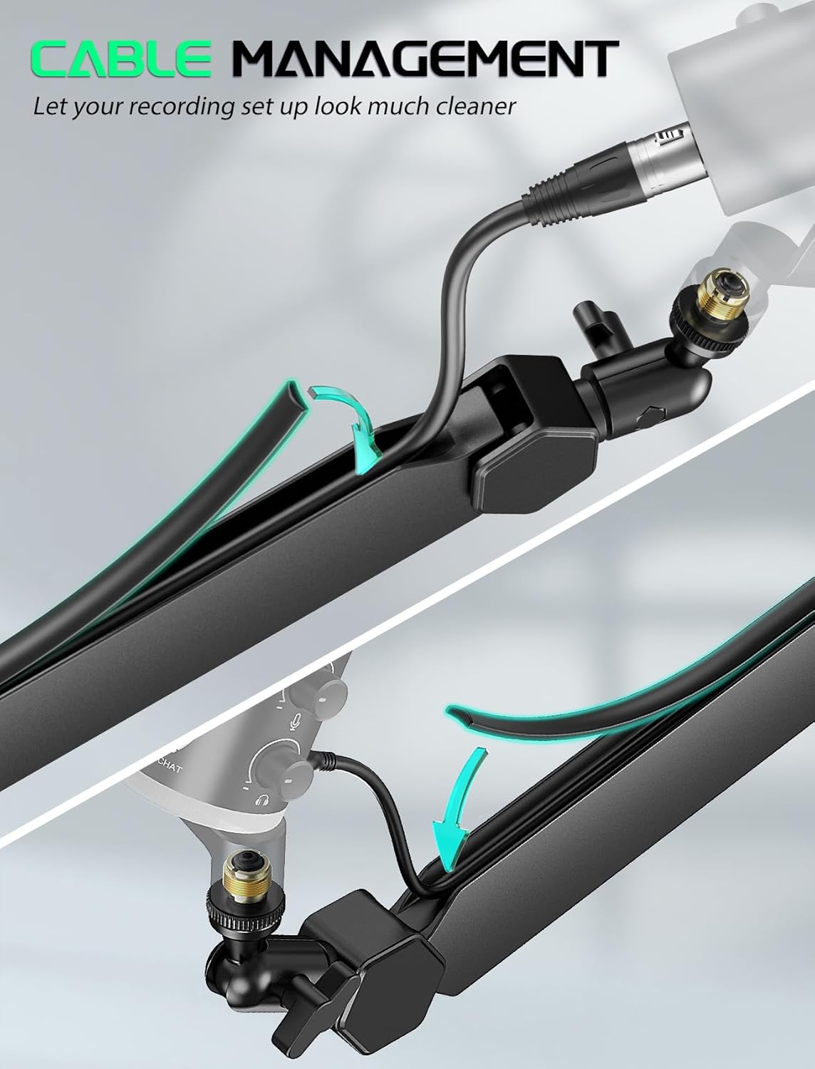 FIFINE Streaming RGB Mixer Set, XLR Vocal Microphone, Gaming Audio Interface, Mic Boom Arm with Cable Management Kit, Podcast Mic and Computer PC Mixer with Volume Fader for Recording (KS3+BM66T)