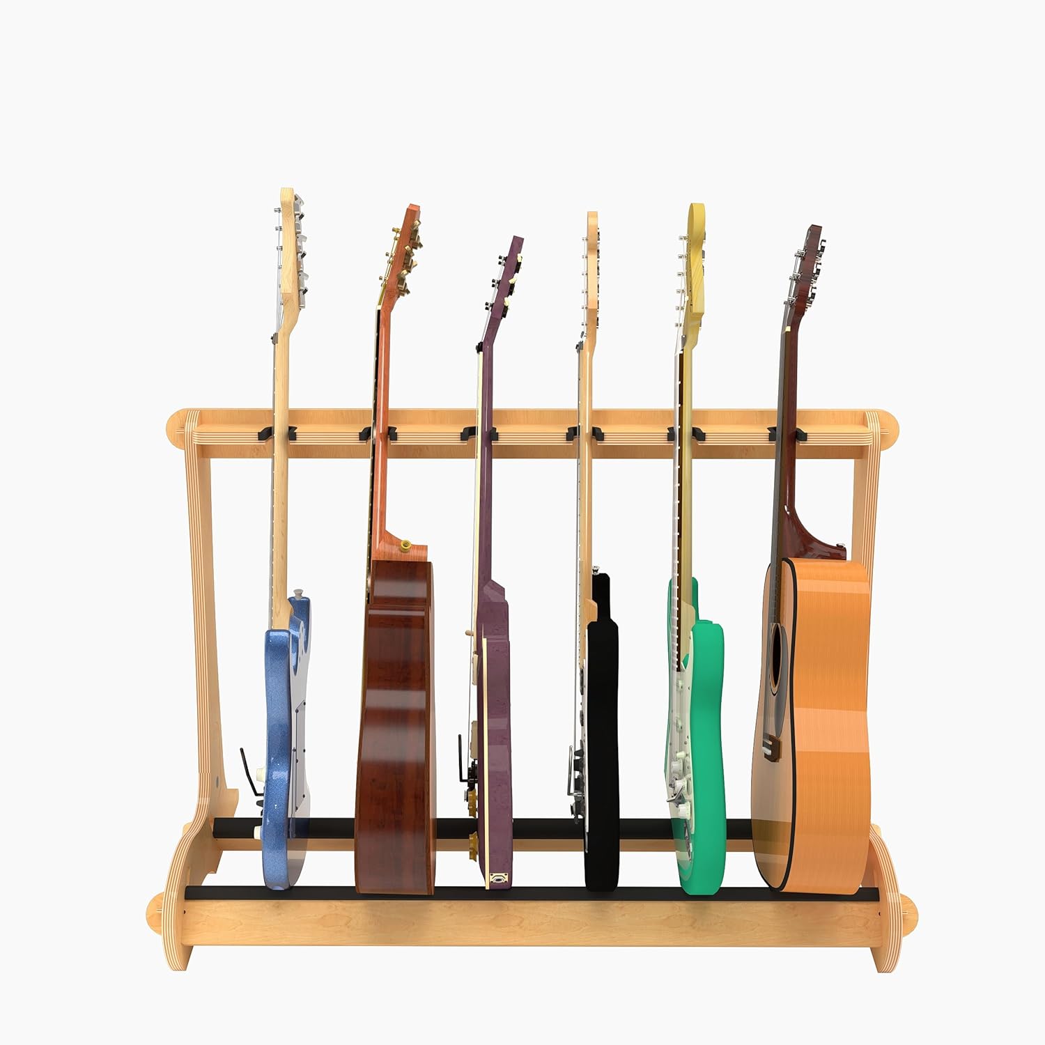 A&S Crafted Products The VersaRack Six Guitar Stand | Holds Acoustics & Electrics | Nitro Safe | Made In U.S.A.