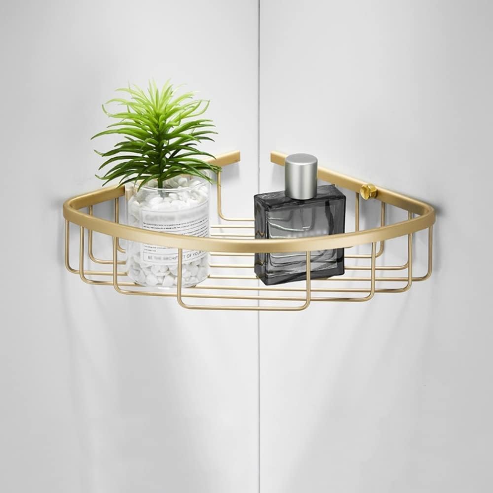 Corner Shower Caddy Floating Shelves Brushed Gold Bathroom Shelfs Wall Mounted Shampoo Towel Storage Rack Double Tier Draining Basket Bathroom Accessories Kitchen Shelves-Style 1 (Style 1)