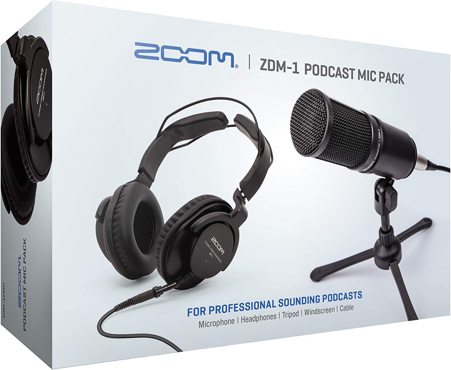 Zoom ZDM-1 Podcast Mic Pack, Podcast Dynamic Microphone, Headphones & Amazon Basics Standard XLR Male to Female Balanced Microphone Cable, Durable & Flexible, Noise-Cancelling - 6 Feet, Black