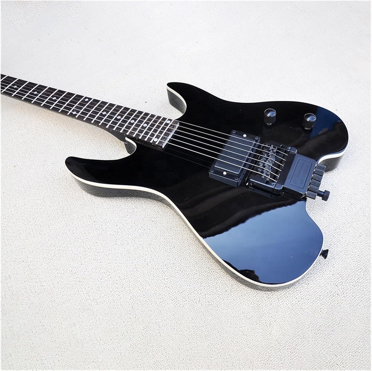 Black High Gloss Headless Electric Guitar with One Pickup Rosewood Fretboard 24 Frets Professional Headless Guitar