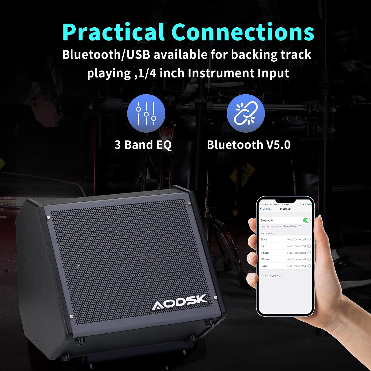 AODSK 35W Professional Electronic Drum Amplifier | Dual Speakers (8