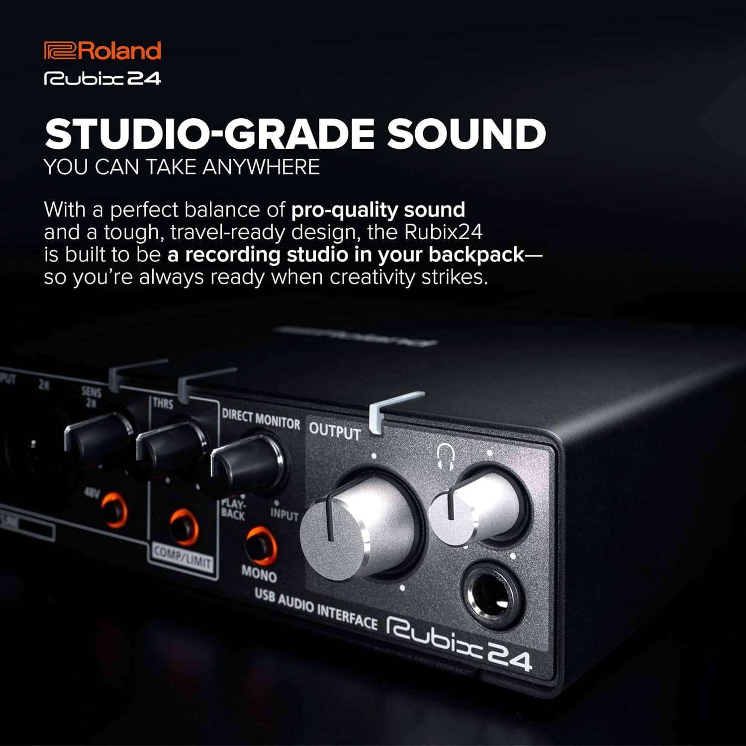 Roland Rubix24 2-In/4-Out USB Audio Interface | High-Resolution Audio | Record with Mics, Guitars, Keys & More | Compact & Durable Build | Compatible with Mac, PC & iPad | Expanded I/O Features