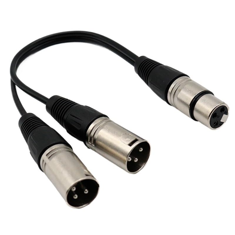 XLR Y Splitter Cable 3Pin Female to Dual Male Adapter Cord for Microphone Mixer Audio Studio DJ 1m 2m 300CM 5m 10m 15m(1 Female to 2 Male,15 Meters)