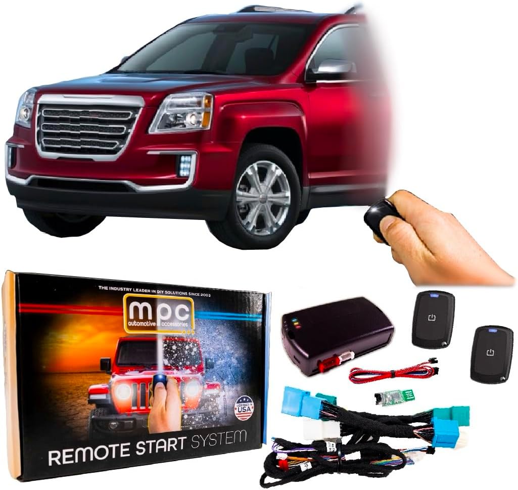 MPC Remote Start Compatible with 2010-2017 GMC Terrain Plugin T-Harness - (2) 1-Button Extended Range Remotes - Up to 800' Range - Only 1 Wire Connection Needed