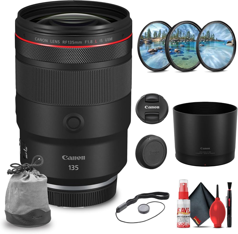 Canon RF 135mm f/1.8 L is USM with Filter Kit + Cleaning Kit + Lens Cap Keeper (Renewed)