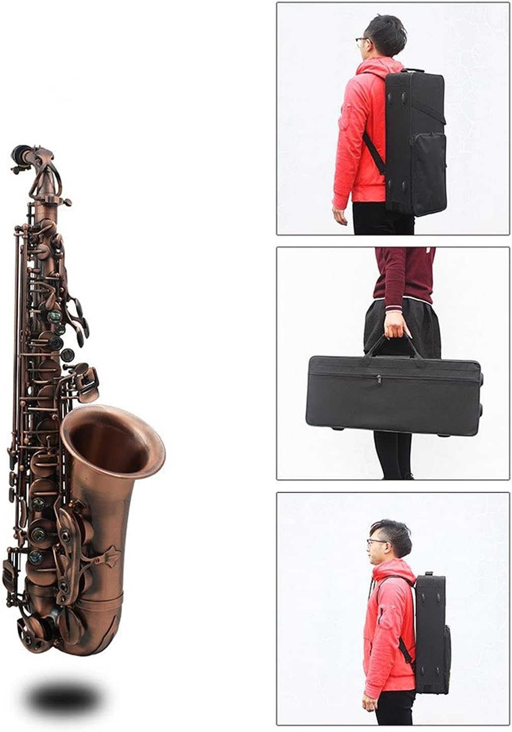 Sax Beginners Kit Alto Saxophone Professional Bend EB E Flat Sax Abalone Shell Key Carve Pattern with Case Gloves Straps Brush Wind Instrument