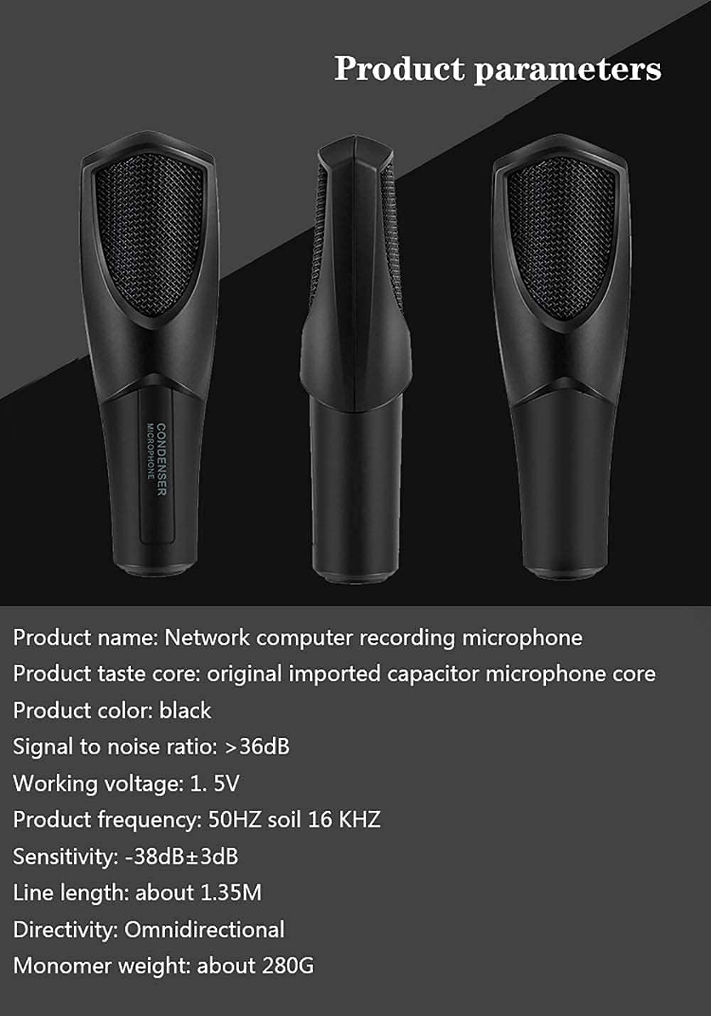 USB Streaming Podcast Computer Microphone, Computer Microphone Studio Cardioid Condenser Set with Desktop Stand, Black