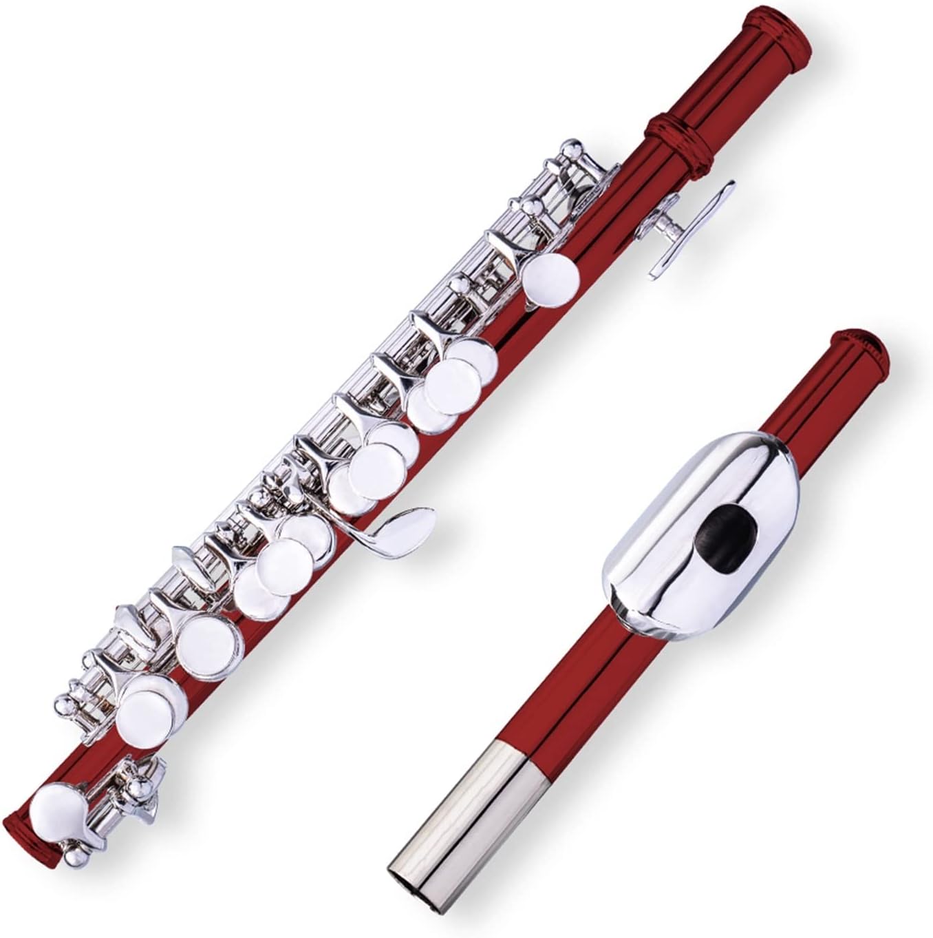 Crimson Piccolo Half-Size Flute Silver Plated C Key Cupronickel with Padded Box Woodwind Instrument Flutes