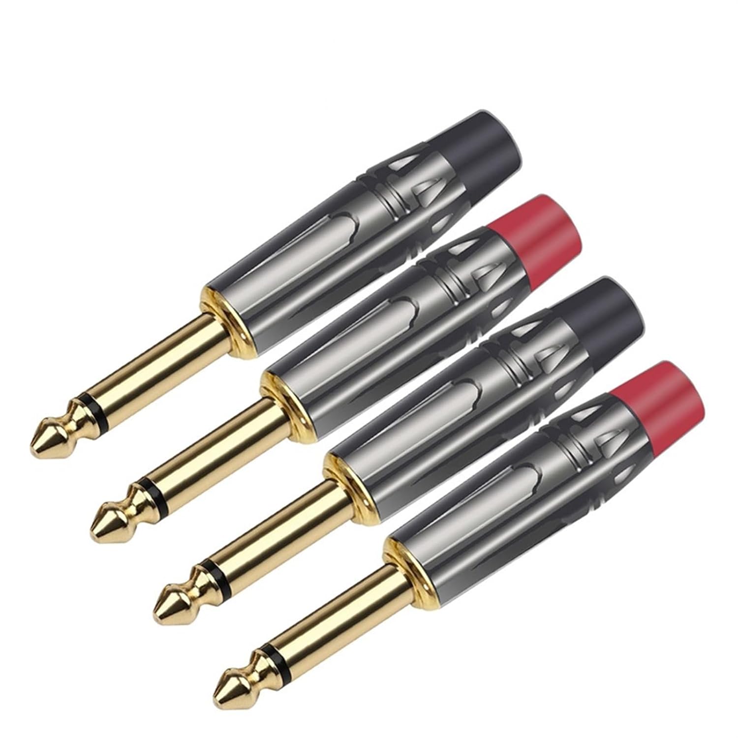 10PCS Mono Jack 6.35MM Connector Brass 2 Pole 6.3MM 1/4 Inch Plug Audio Microphone Cable Connector (Color : Black)