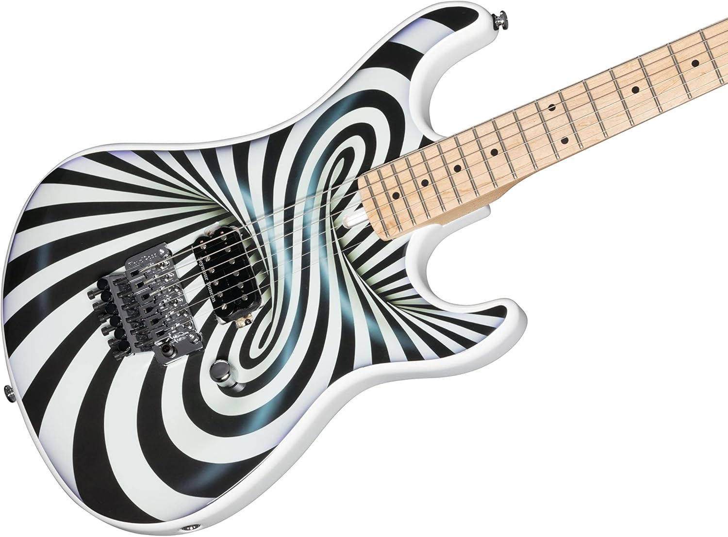 Kramer The 84 Custom Graphics The Illusionist EVH D-Tuna with Gig Bag, 3D Black/White Swirl
