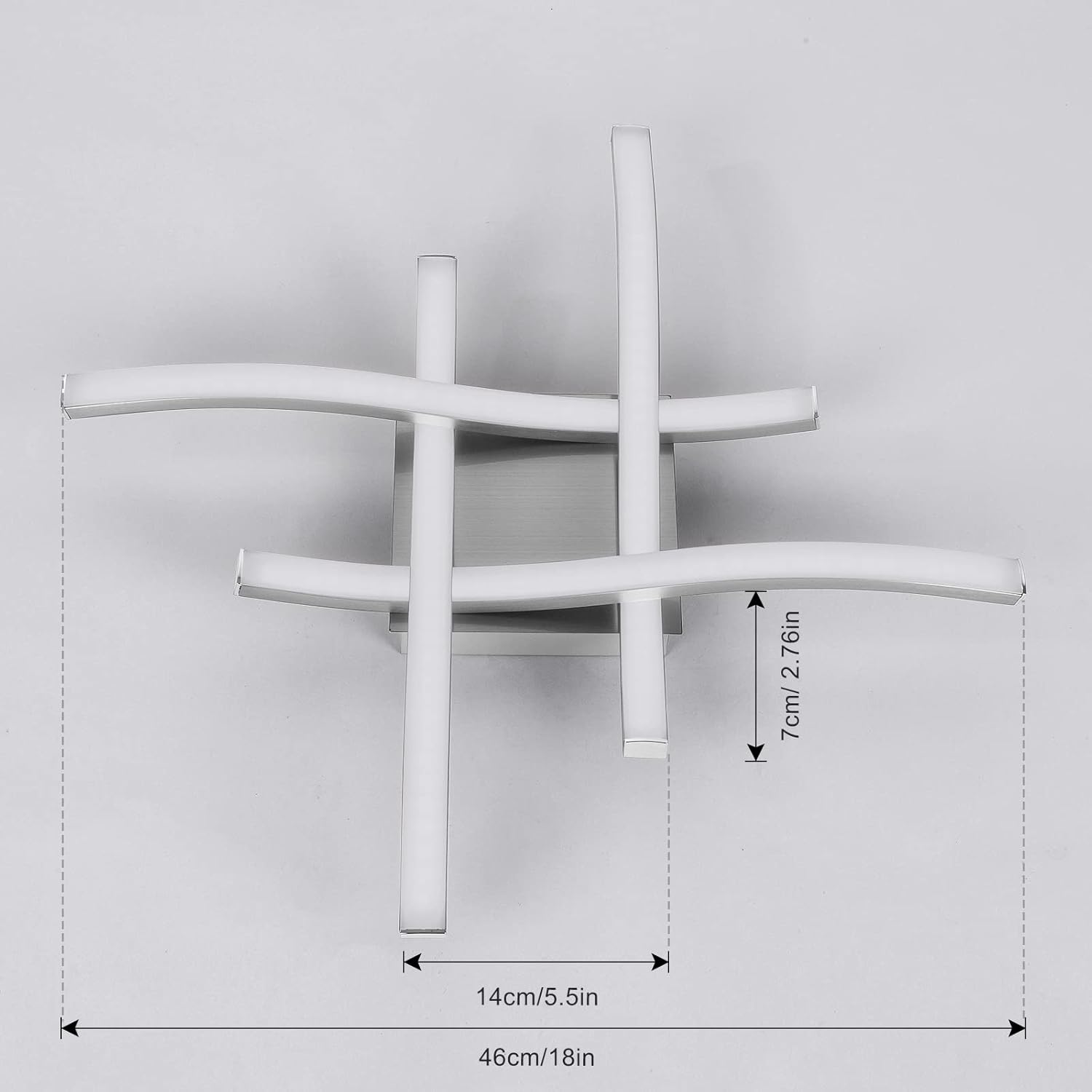 EDISLIVE Modern Dimmable LED Ceiling Light Curved 4-Light 18 in Minimalist Flush Mount Ceiling Light Fixture Lamp for Bedroom Foyer Kitchen 3000K 24W Nickel