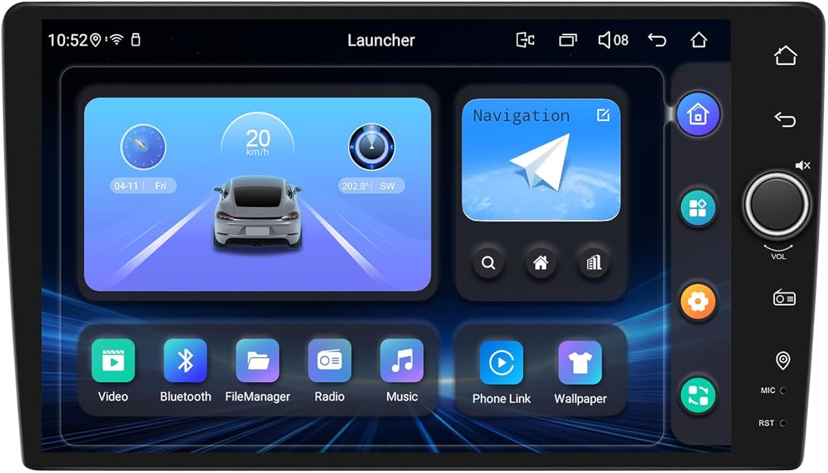 JOYING Single Din Touchscreen Radio 9 Inch Car Stereo with Carplay & Android Auto, Android 13 Head Unit Right-Hand Drive with Volume Knob, Mirror Link, AM/FM, SWC, GPS(JY-UTS07N8-R)