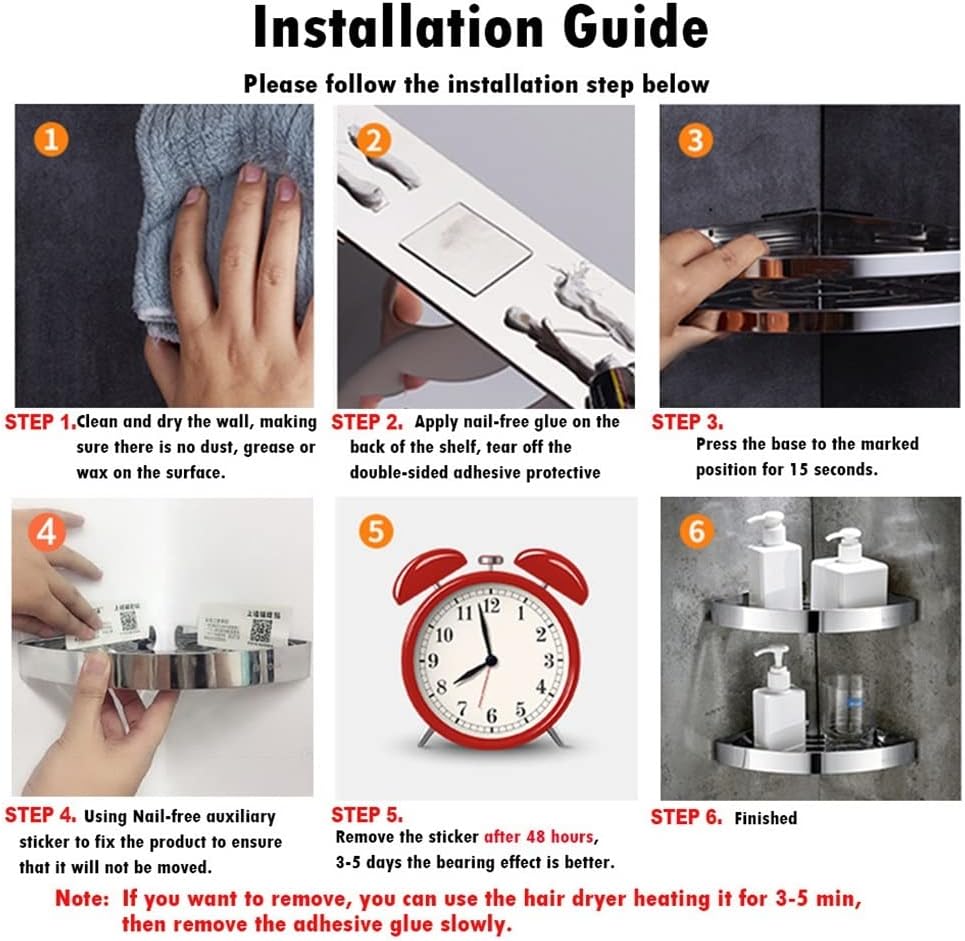 Corner Shower Caddy Bathroom Shower Corner Shelf, SUS 304 Stainless Steel Shower Caddy Wall Mount Triangular Bathroom Floating Shelves Shower Organizer (Color : Polish 3 Layer)