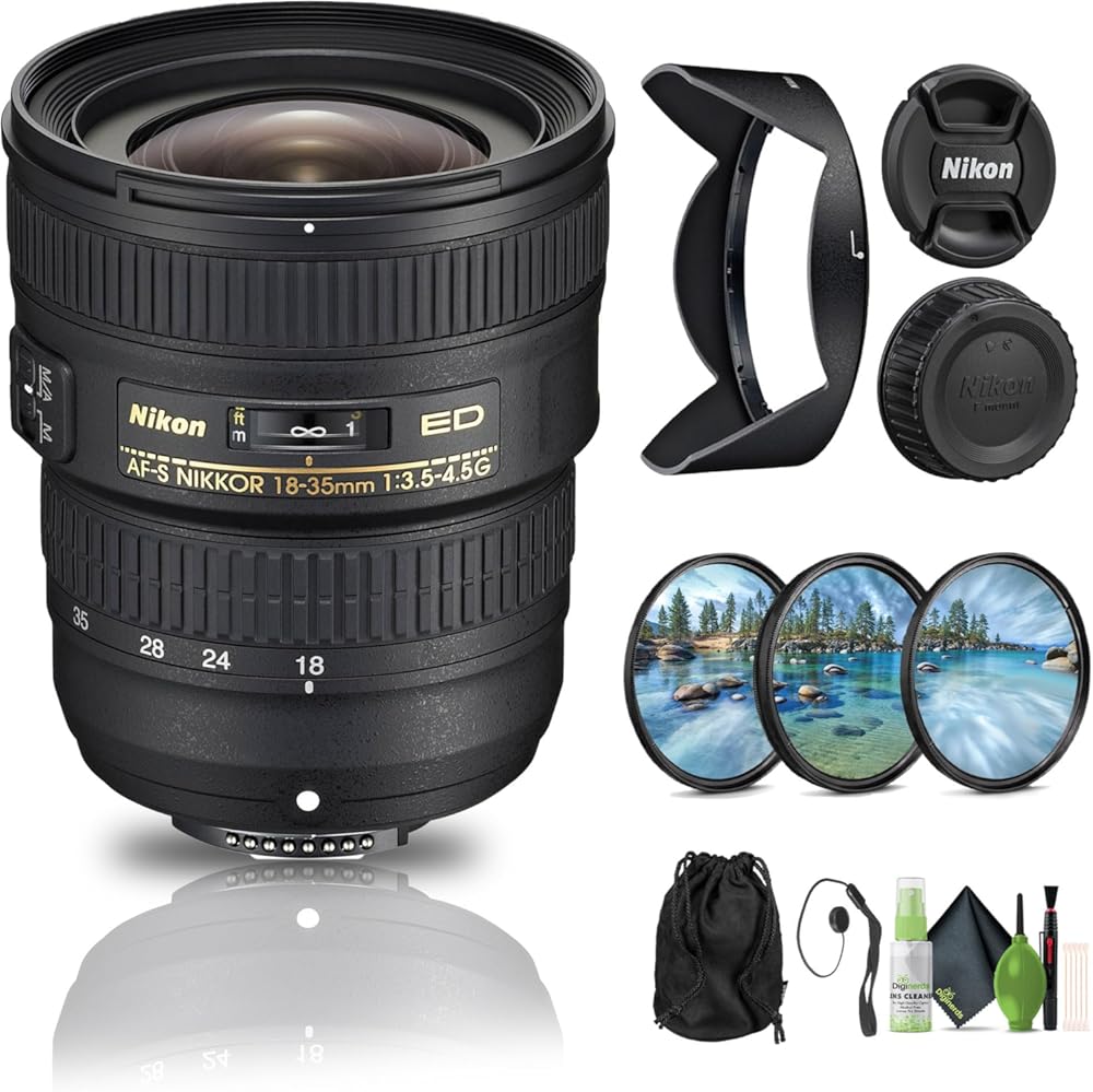 Nikon AF-S NIKKOR 18-35mm f/3.5-4.5G ED Lens (2207) + Filter Kit + Cap Keeper + Cleaning Kit