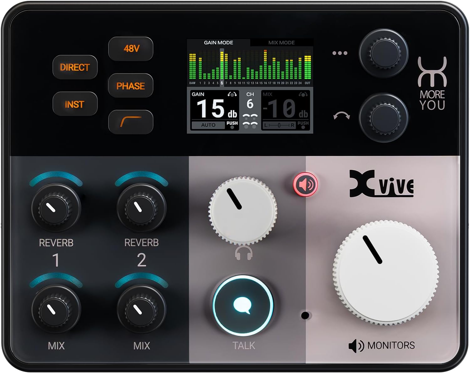 Xvive More You USB Audio Interface for Recording, Producing and Engineering Expandable, Talkback,Auto-gain,16-Channel Discrete Headphone Monitoring (HUB)