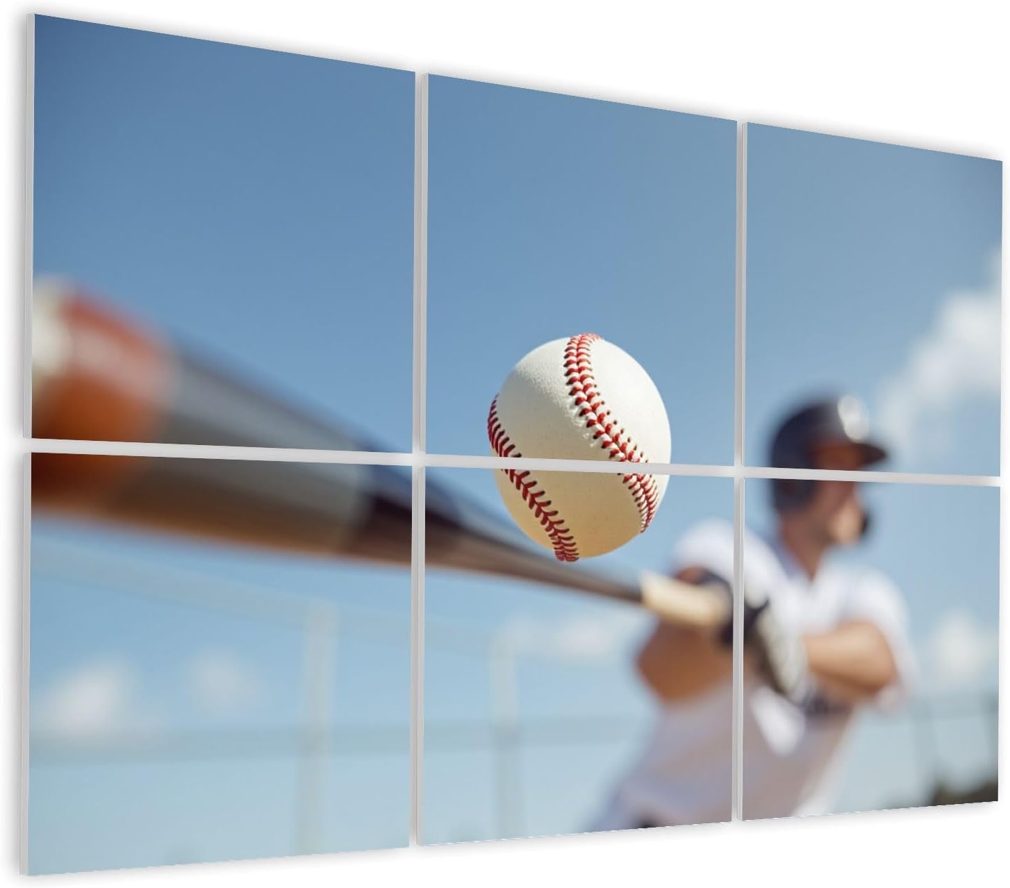 6 Pack Art Acoustic Panels Self Adhesive Baseball baseball player bat ball swing baseball field training Decorative Soundproof Wall Panels Sound Absorbing Panel 48