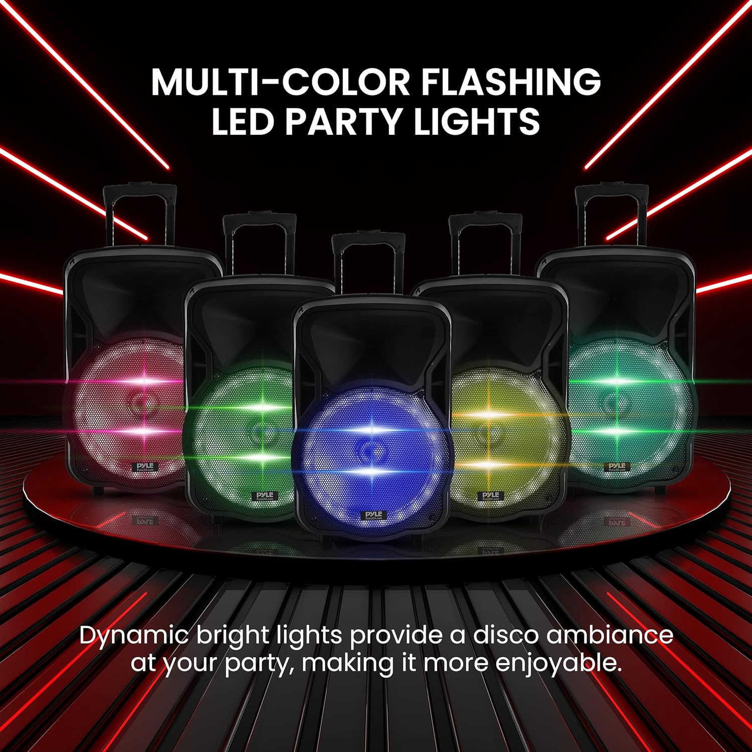 PyleUsa Portable Bluetooth PA Speaker-300W 12” Rechargeable Indoor/Outdoor BT Karaoke Audio System - LED Display, FM/AUX/MP3/USB/SD,1/4