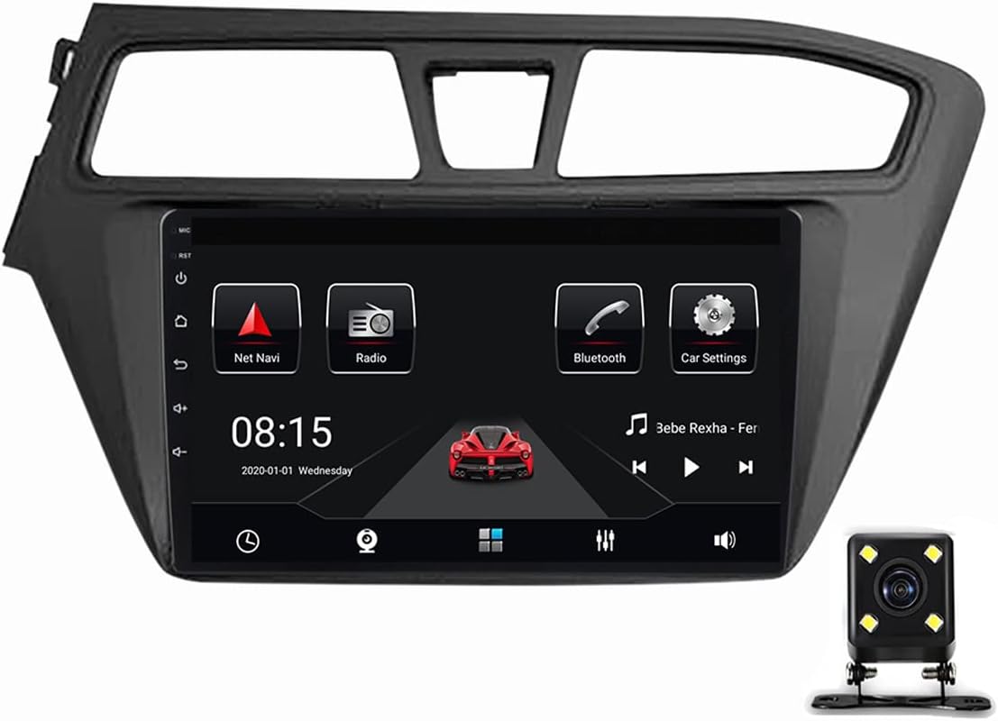 Double Din Car Stereo for Carplay and Android Auto, 9 Inch Touch Screen Car Radio with Bluetooth MP5 Player for Hyundai I20 2015-2018 FM Audio Receiver with Backup Camera