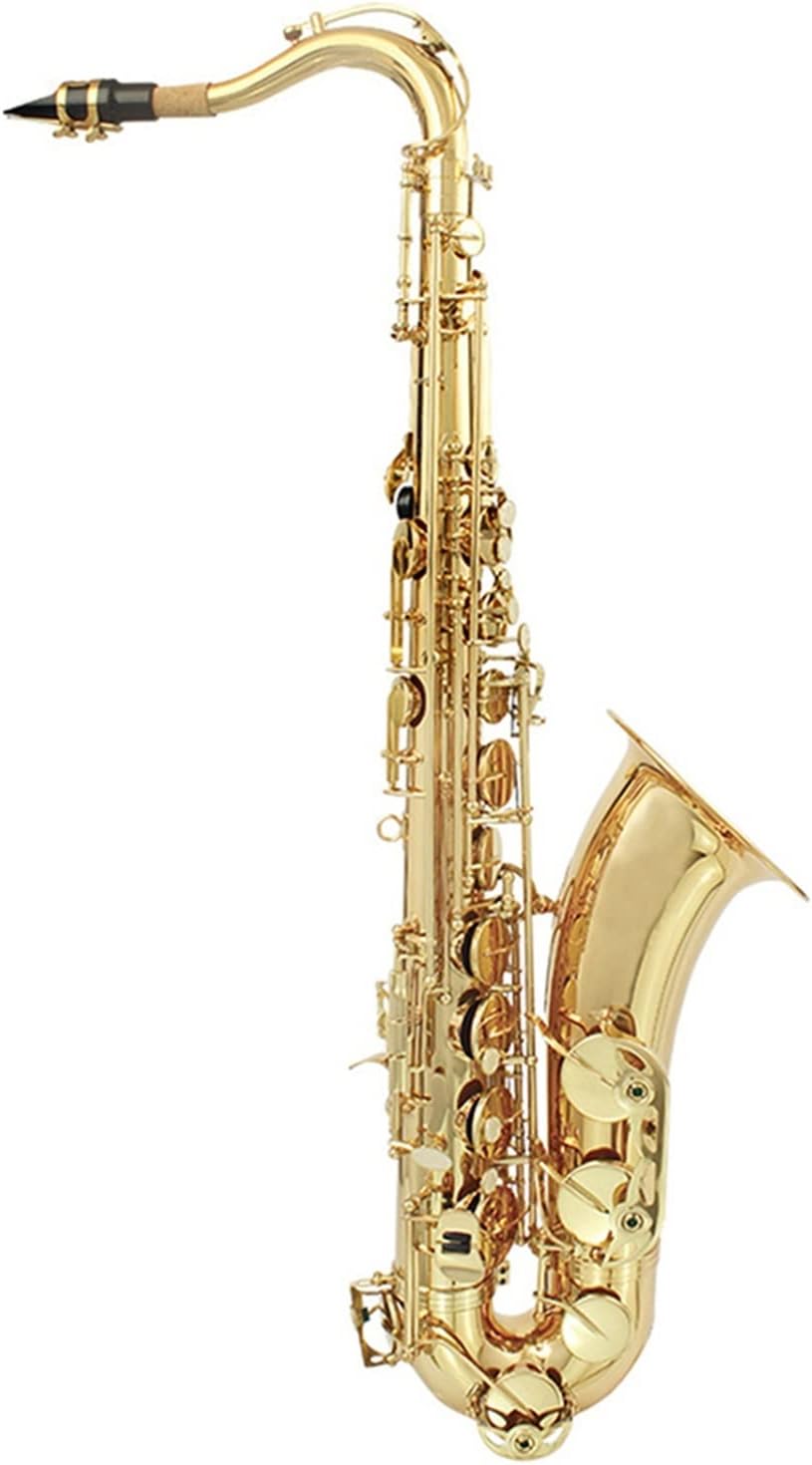 Bb Tenor Saxophone Brass Body Electrophoresis Gold Woodwind Instrument (Color : Gold)