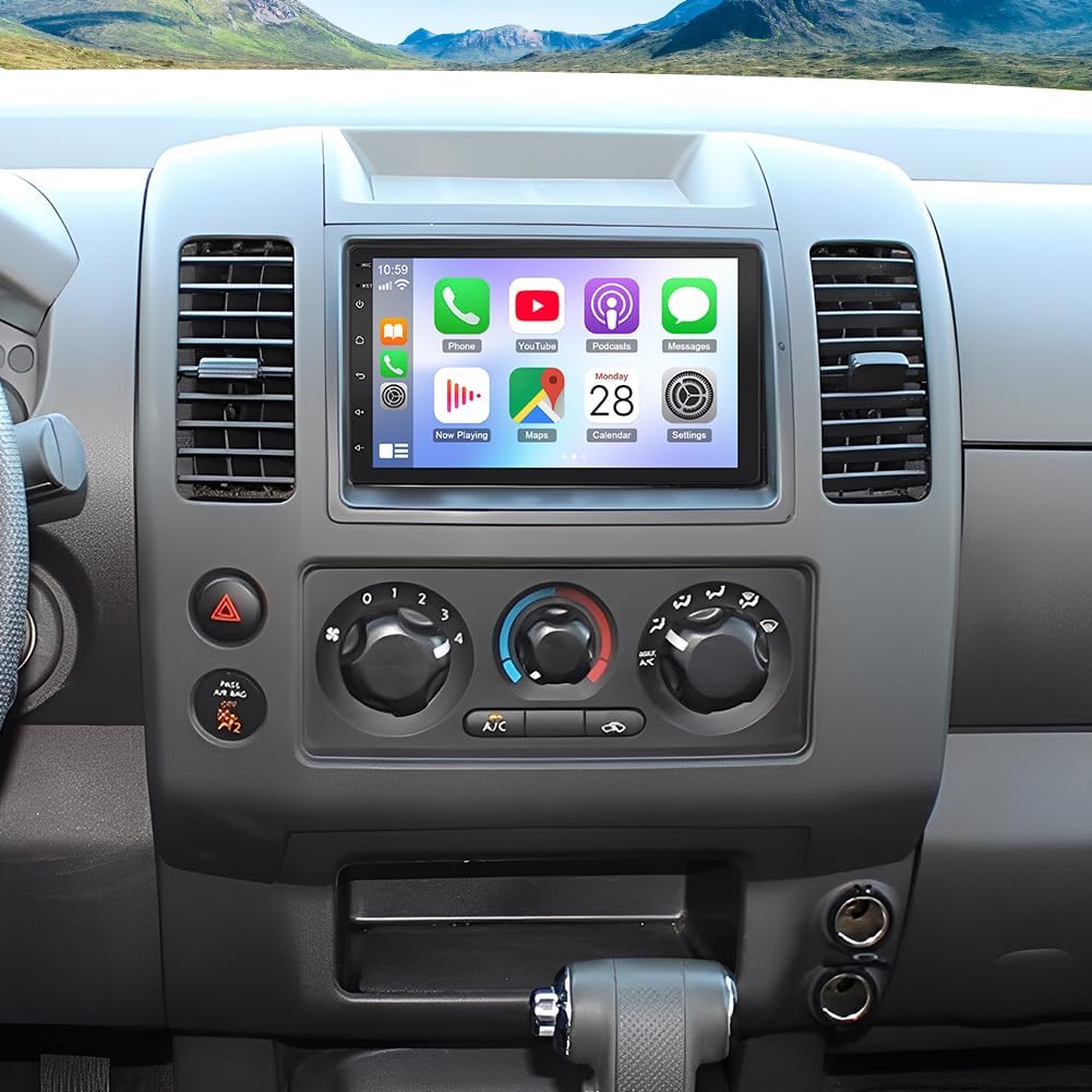 Double Din Car Stereo for Nissan Frontier 2005-2008,7 inch Touch Screen Car Radio for Nissan Frontier 2005-2008 Head Unit with CarPlay Android Auto GPS Navi Bluetooth FM WiFi AHD SWC Backup Camera