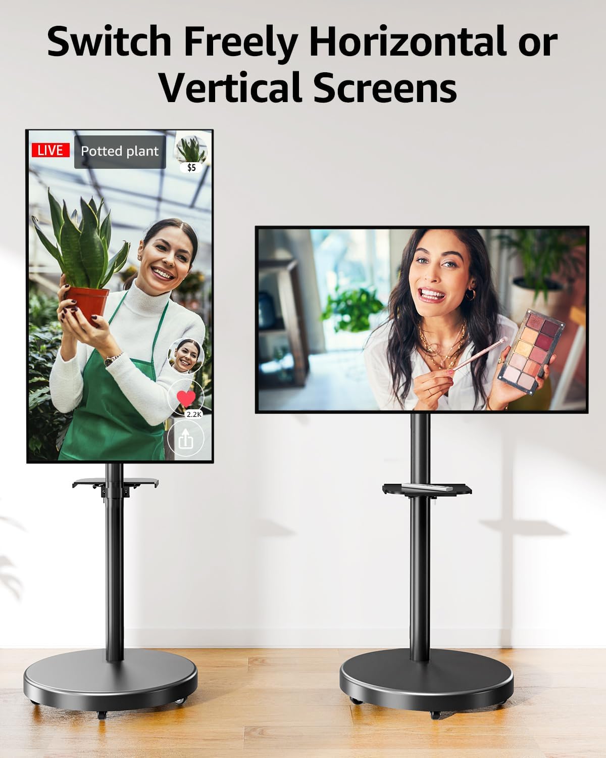 MOUNTUP Long Arm TV Wall Mount MU0075 & Rolling Mobile TV Cart Bundle MU1109-B