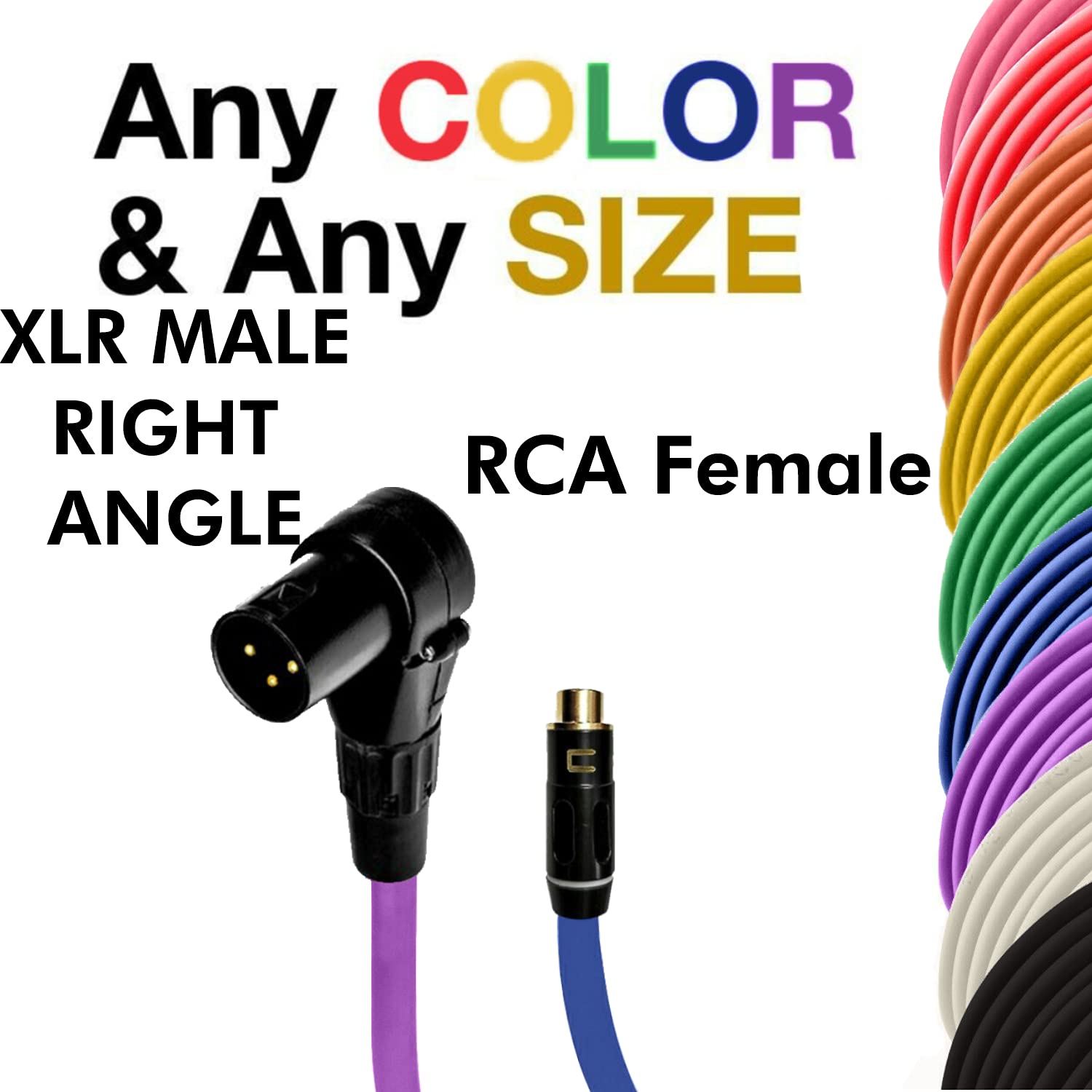 COLUBER CABLE Right Angle XLR Male to RCA Female - 100 Feet - Pink - Pro 3-Pin Microphone Connector for Powered Speakers, Audio Interface or Mixer for Live Performance & Recording