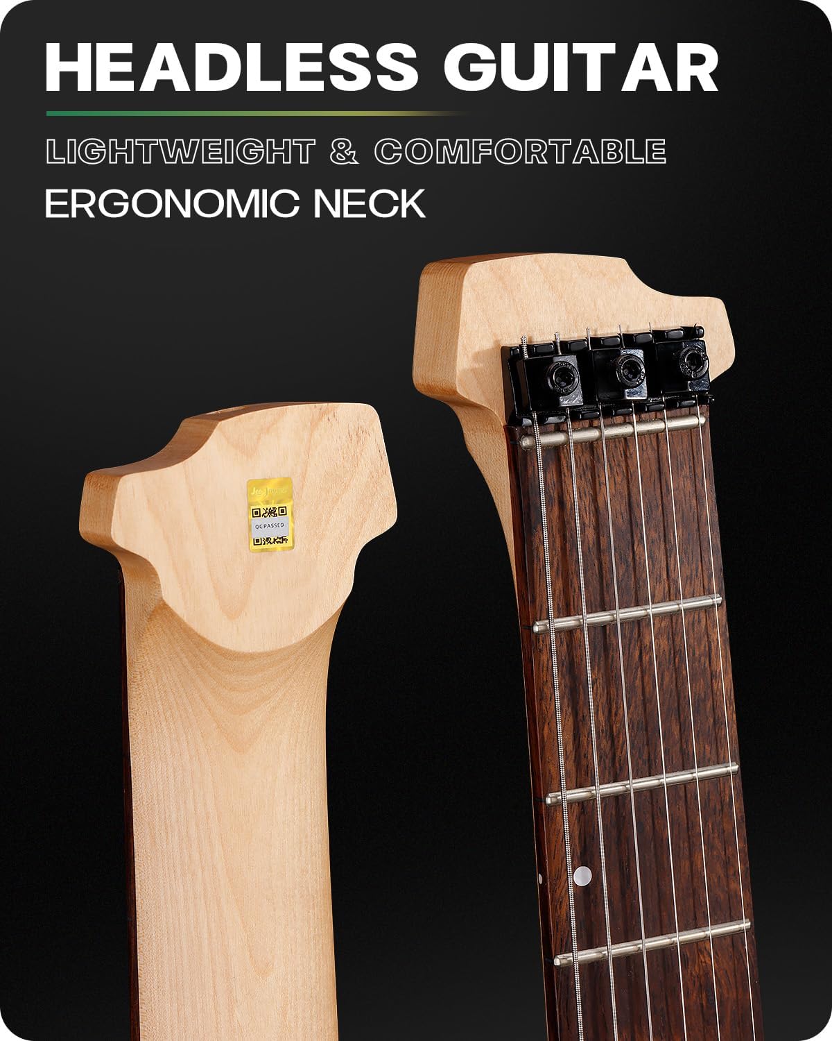 Leo Jaymz Electric Guitar, 6-String, Maple Neck, Headless Design, Right-Handed (Yellow Green Ocean)