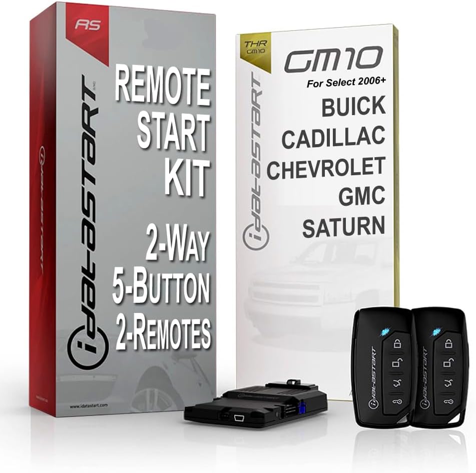 iDataStart Remote Starter KIT for Select Buick/Cadillac/Chevrolet/GMC/Saturn Vehicles 2006+ w/3000ft Range (2-Way, 5-Button, 2-Remotes)
