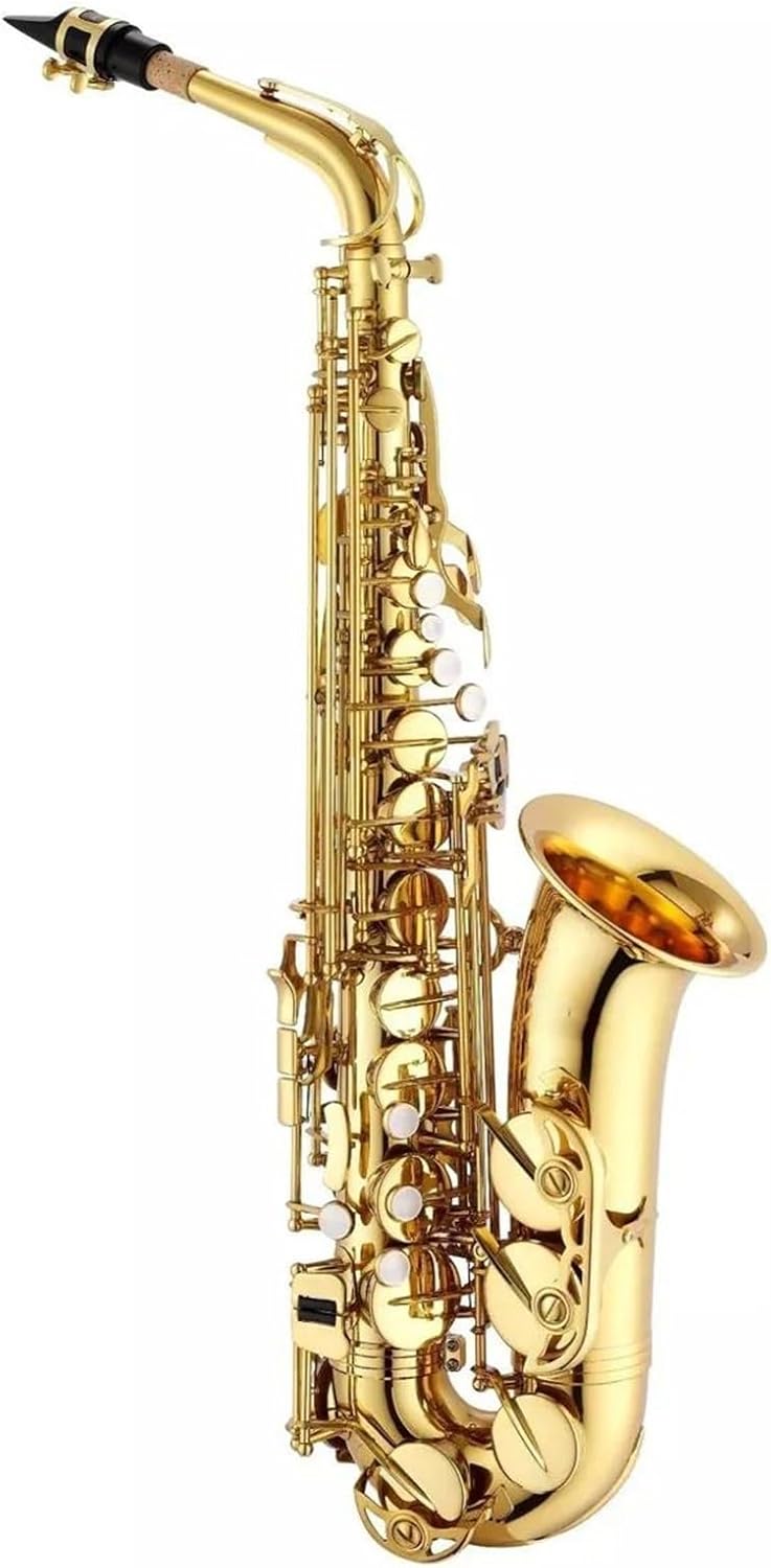 Woodwind Instruments Alto Eb Saxophone Brass Gold Lacquer Music Instrument E-Flat Sax With Silver (Color : Gold)