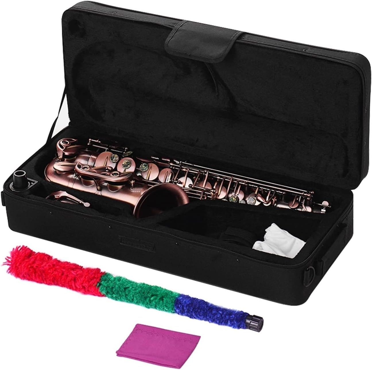 EB Alto Saxophone E-Flat Sax Carved Pattern Woodwind Instrument with Case Gloves Brush Strap Reed