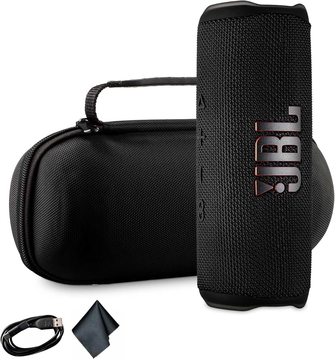JBL Flip 6 Portable Wireless Speaker | Deep Bass Sound, IP67 Waterproof Rating | Bluetooth Audio for Outdoor, Travel, Beach, Hiking, and Home Use (Black) with Travel Case + Microfiber Cloth