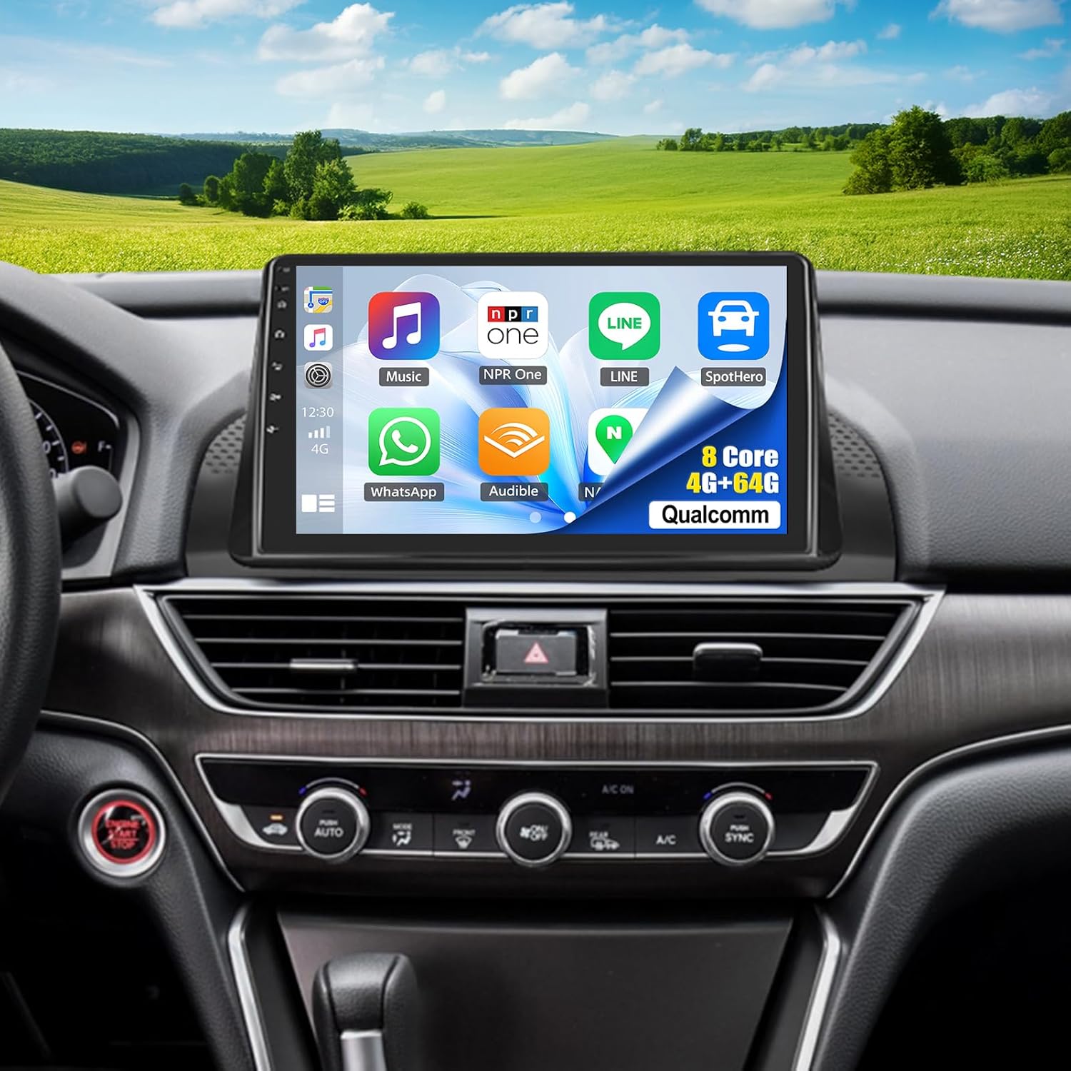 8 Core Android Car Stereo for Honda Accord 10th 2018-2022 with 360°Panoramic Camera 10.1 Inch Touch Screen with CarPlay Android Auto 4G+64G Cooling Fan Weather Forecast UI Design Intelligent Voice