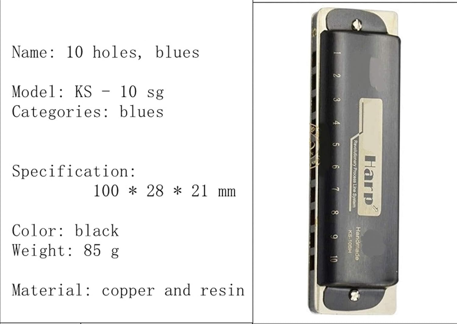 SUOFEILAIMU 10 Holes Blues Harmonica Diatonic Scale Mouth Organ C Key Playing Harp Woodwind Instrument Gaita