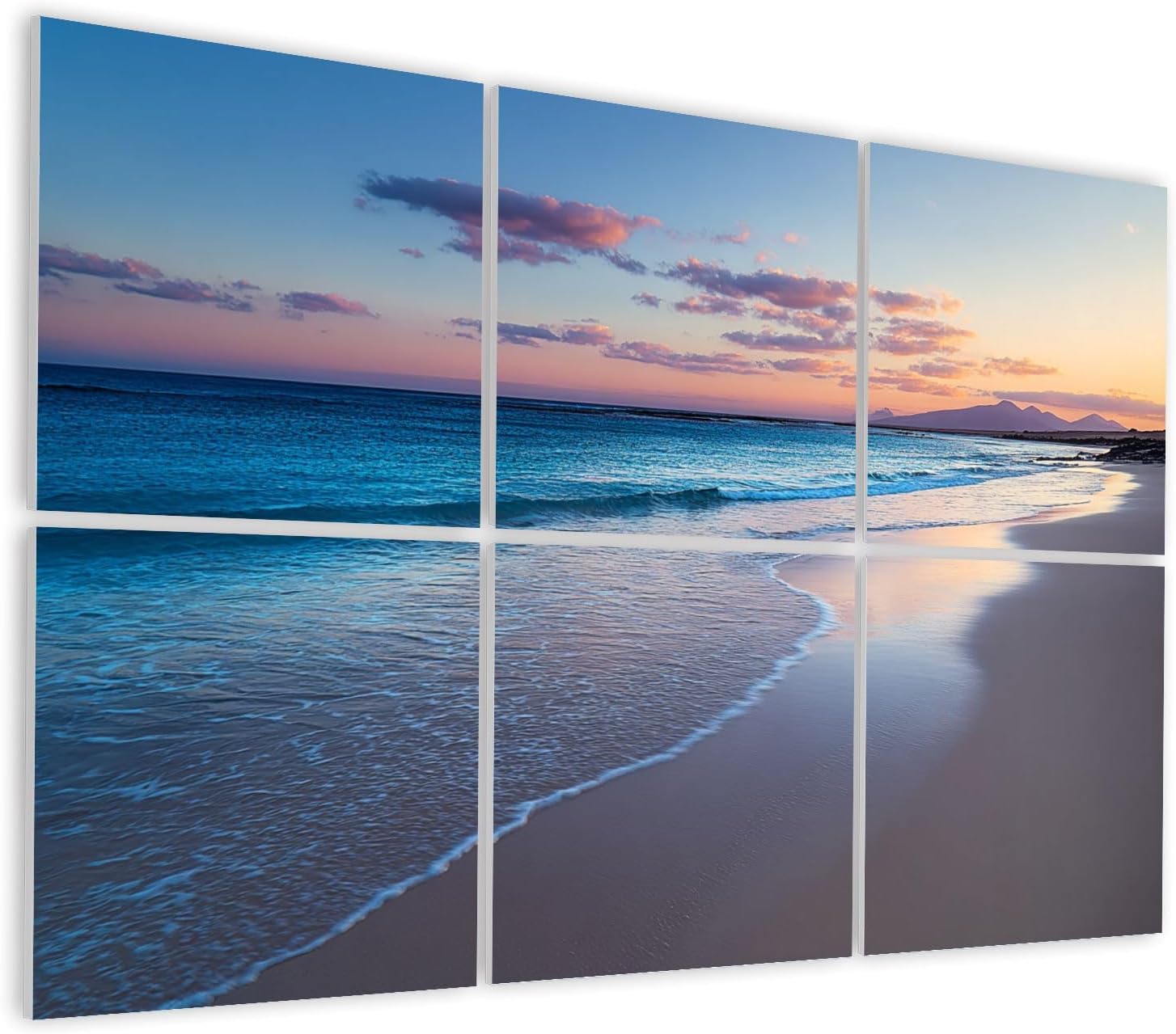 6 Pack Art Acoustic Panels Self Adhesive Beautiful Seascape Beach Ocean Sunset Decorative Soundproof Wall Panels Sound Absorbing Panel 48
