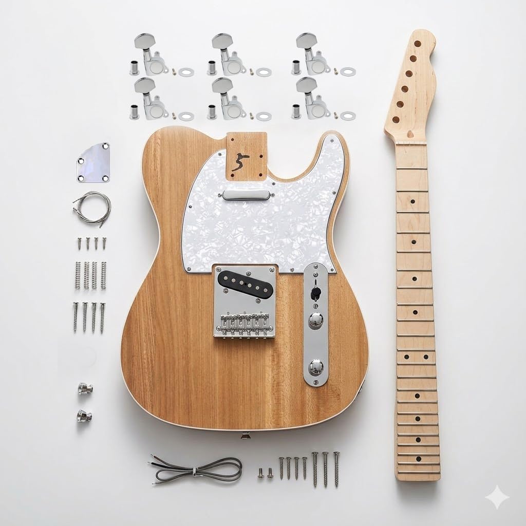 RSW DIY Electric Guitar Kit, Elm Body, Maple Neck, 6 Strings, Right-Handed, 25.5 Inch Scale Length