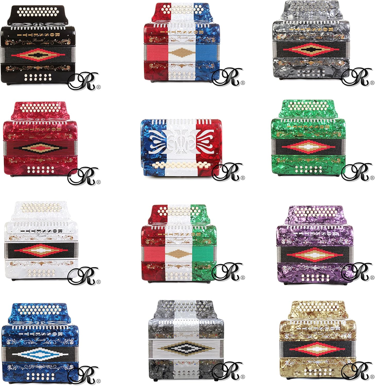 Rossetti 31 Button Accordion 12 Bass FBE Blue