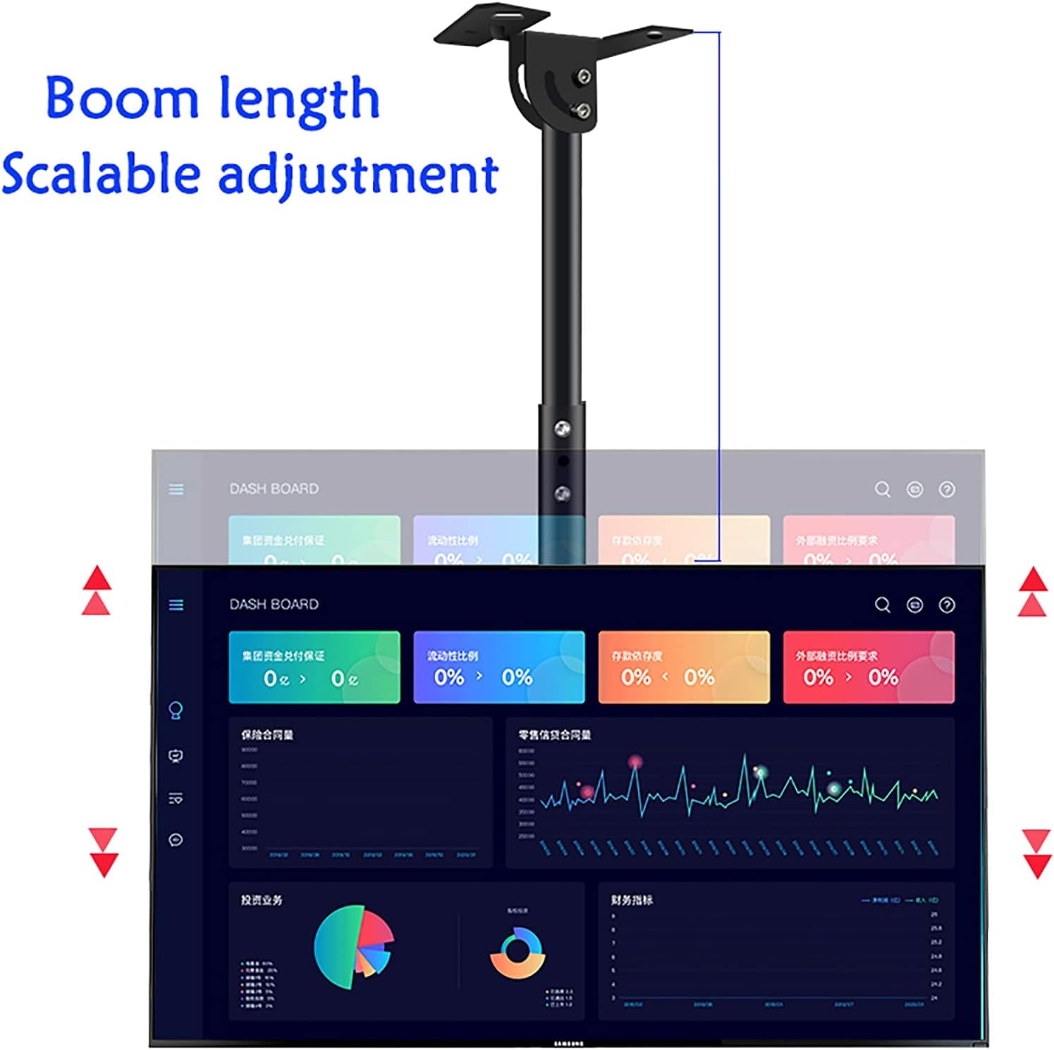 TV Stand tv Wall Mount Adjustable Height TV Ceiling Mount Bracket, for Most 23-50 Inch LED Screen Display, with Loading 88 Lbs