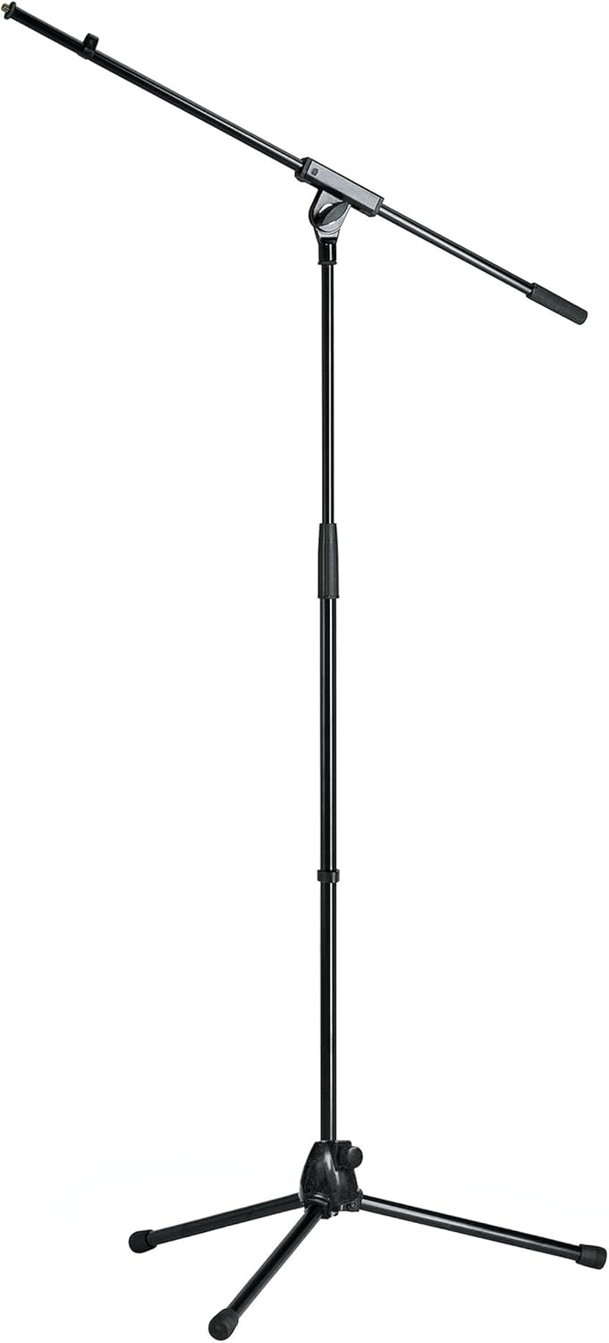 K&M - König & Meyer 21070.500.55 - Tripod Microphone Stand with Fixed Length Boom Arm - Professional Grade for All Musicians - Heavy Duty Folding Leg Base - German Made - Black