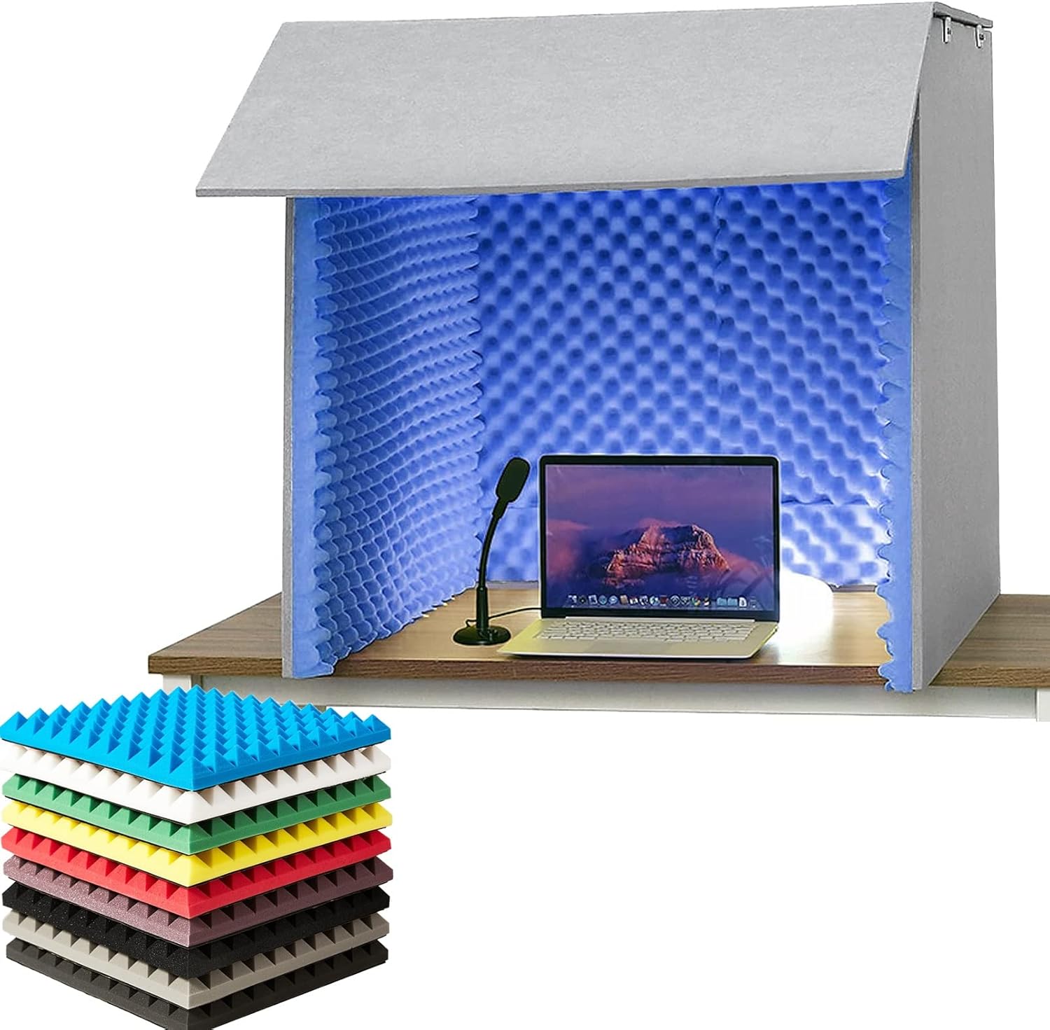 Soundproof Vocal Booth – Portable Isolation Recording Box with Sound Absorbing Foam Panels for Enhanced Vocal Clarity – Ideal for Professional Vocal Recording and Practice